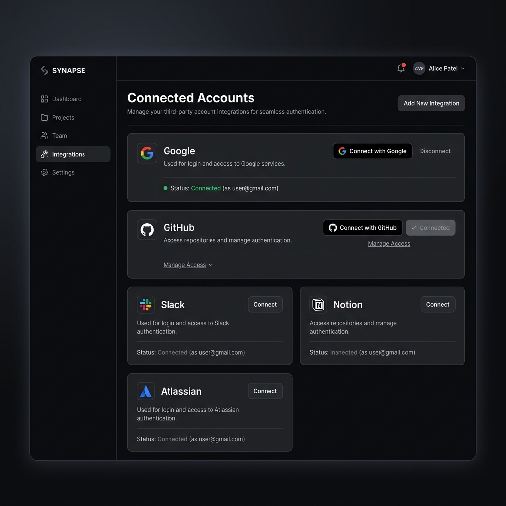 Social OAuth mockup dark