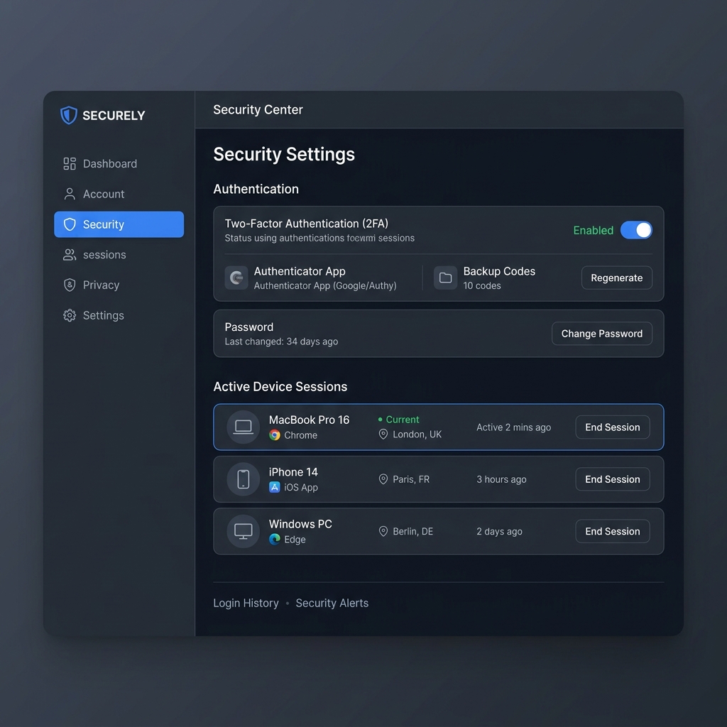 Authentication Security mockup dark