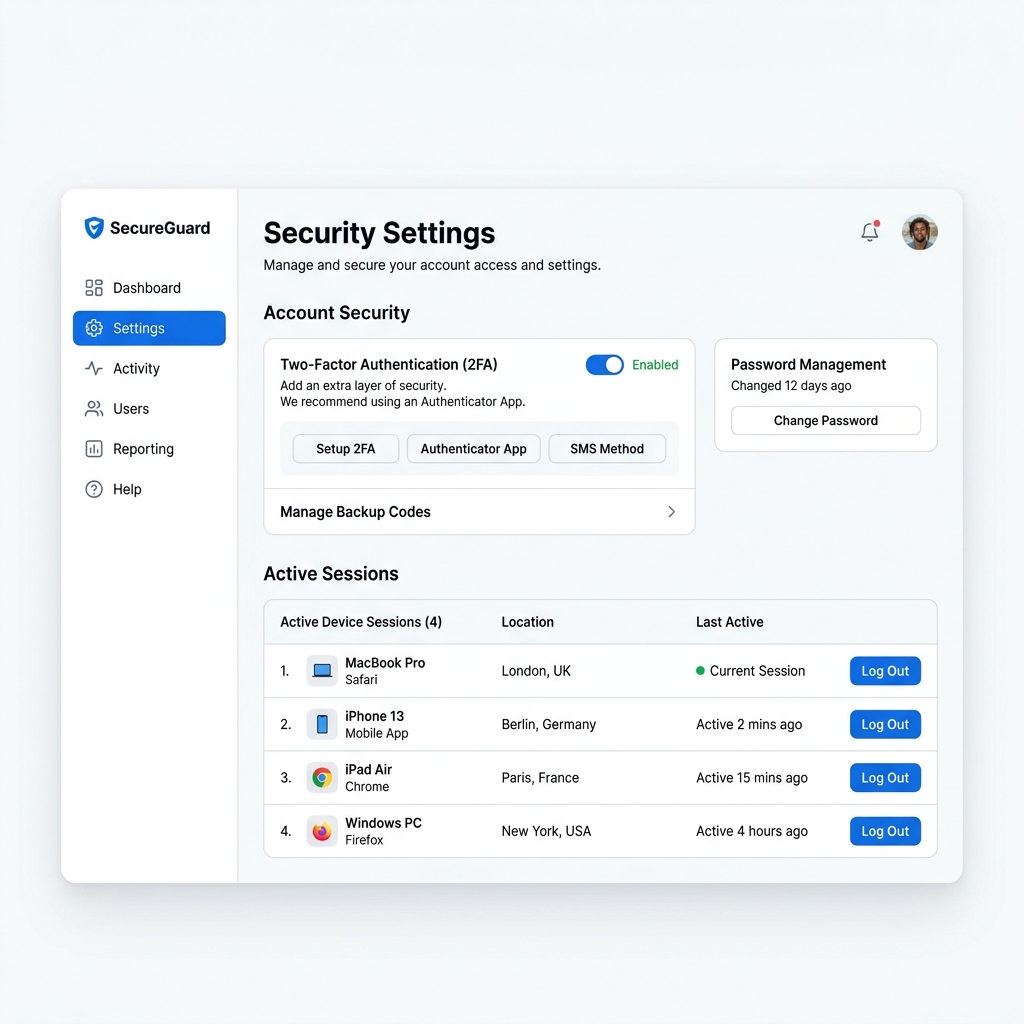 Authentication Security mockup light